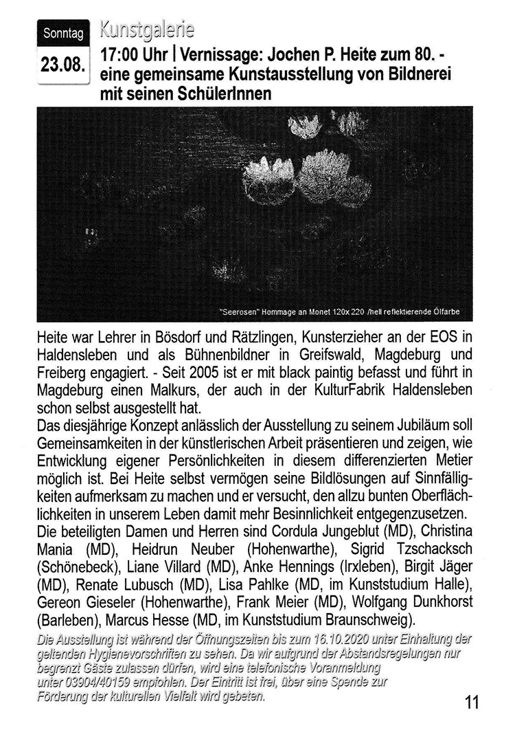 Jochen P. Heite, Kulturfabrik Haldensleben