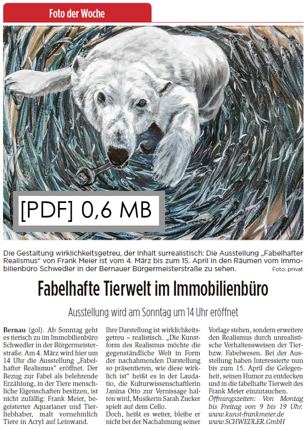 Artikel über Frank Meier aus Märkischer Markt Bernau