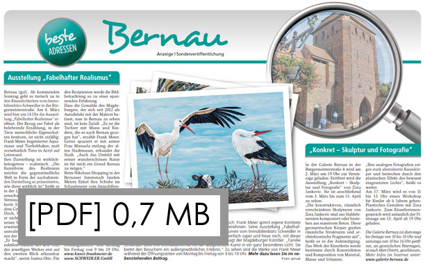 Artikel über Frank Meier aus Märkischer Sonntag Bernau